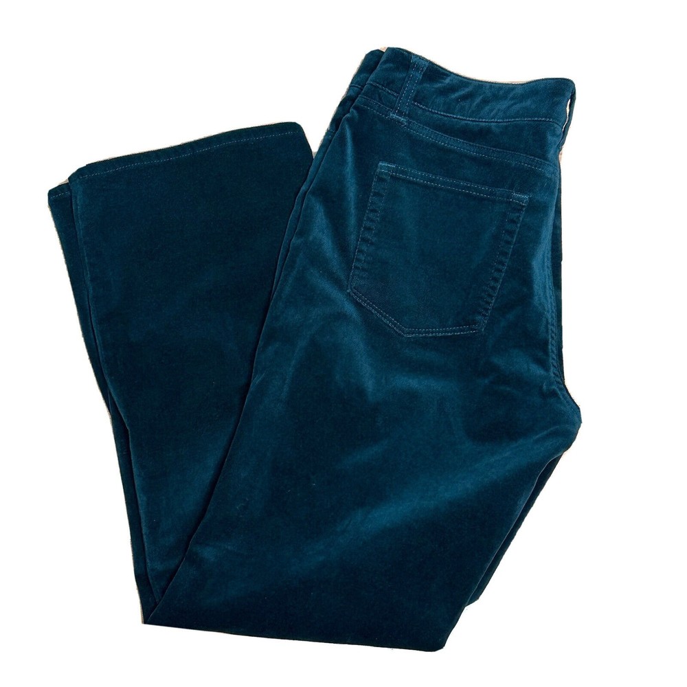 Coldwater Creek 12 Petite Velvet Pants 12P Teal Green Pockets Chino Stretch
